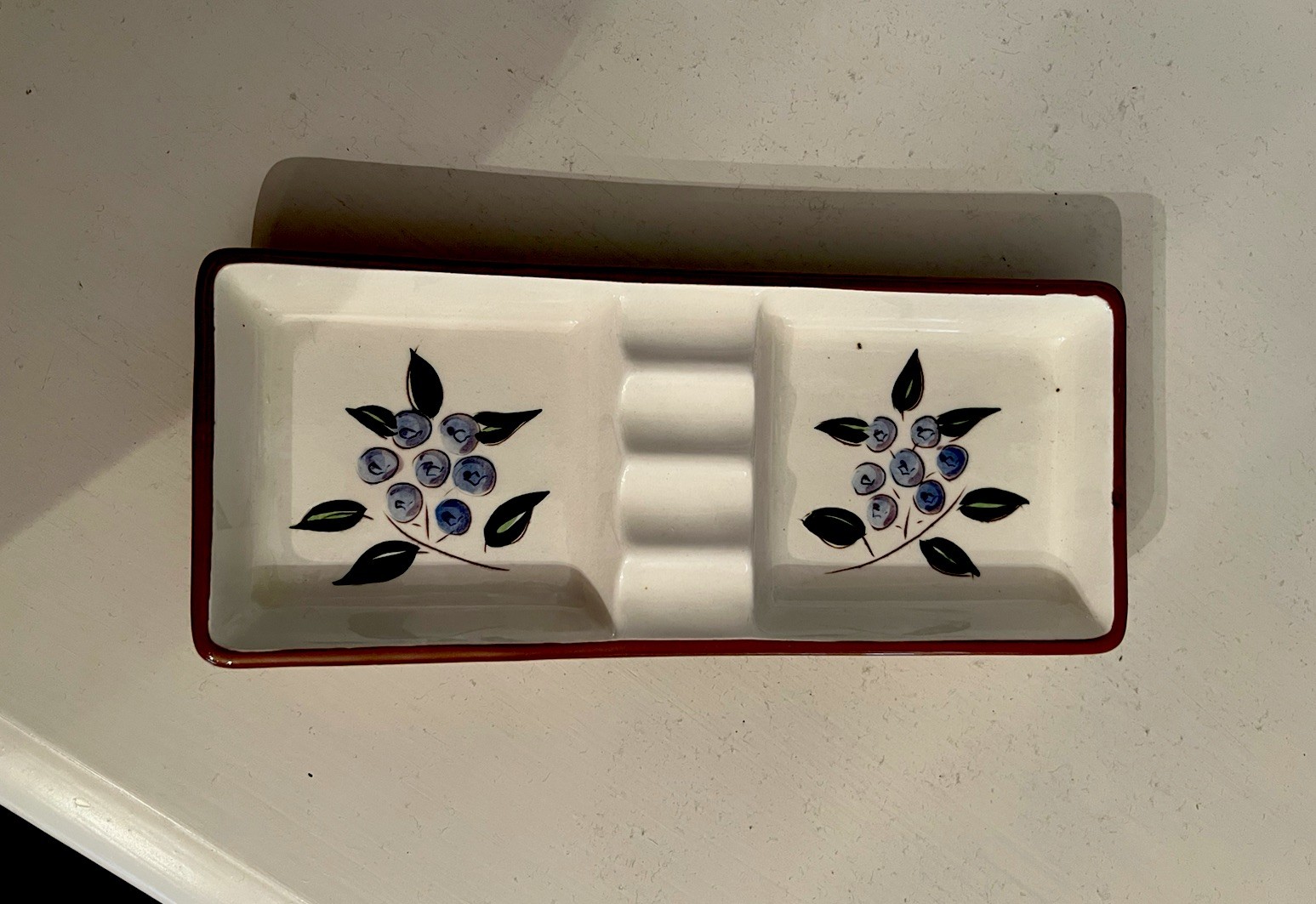 1940\'s Stangl Pottery Blueberry Pattern Rectangular Ashtray EXC Very Unique 