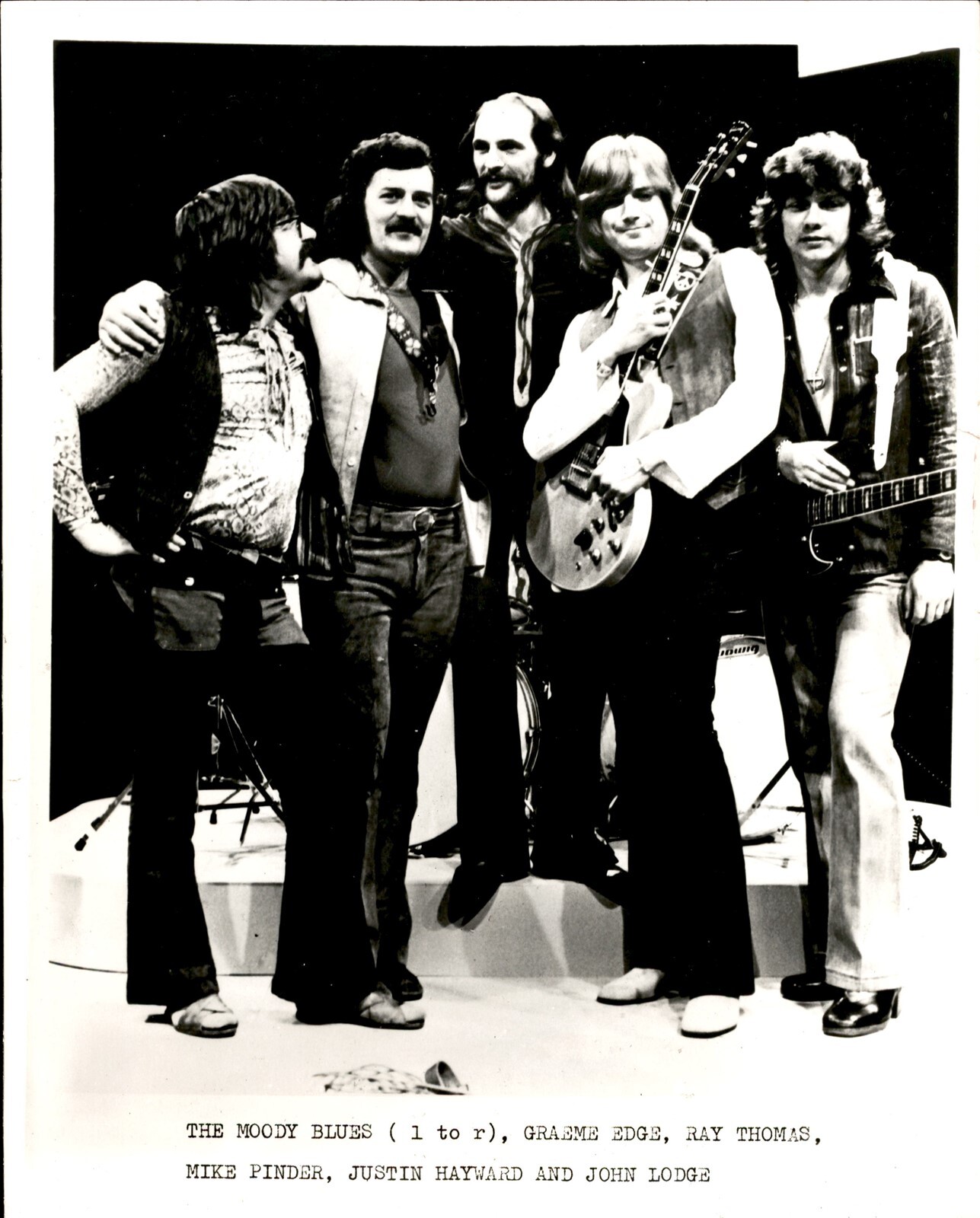 LG965 1974 Original Photo THE MOODY BLUES Graeme Edge Ray Thomas Mike Pinder