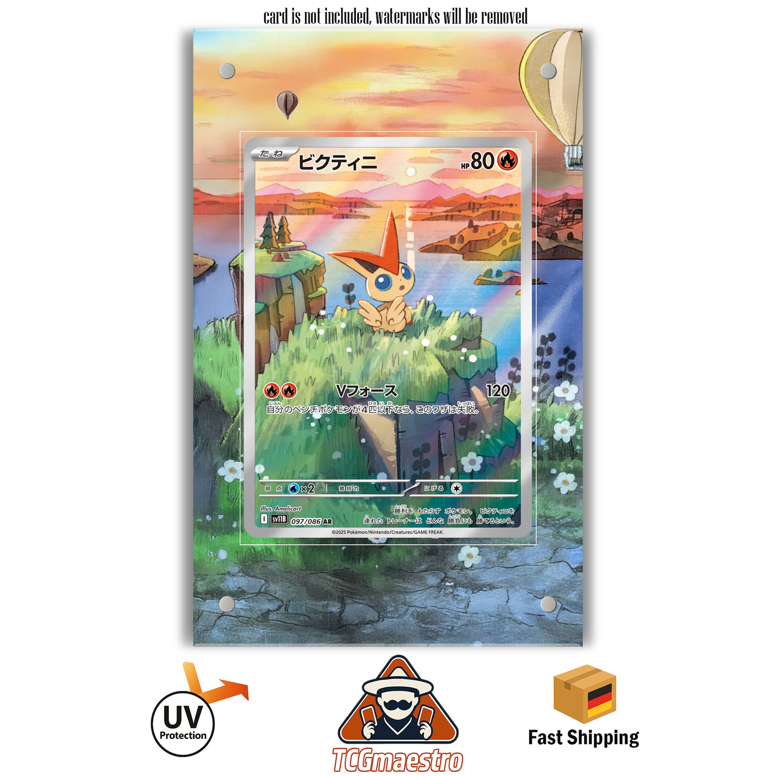 Victini Promo Pokemon Extended Artwork Frame & Protective Case