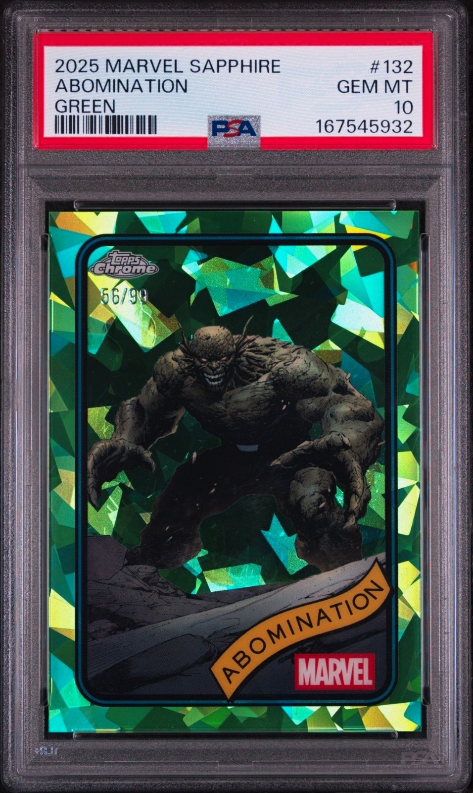 2025 Topps Marvel Sapphire Abomination Green #132 /99 PSA 10 GEM MINT