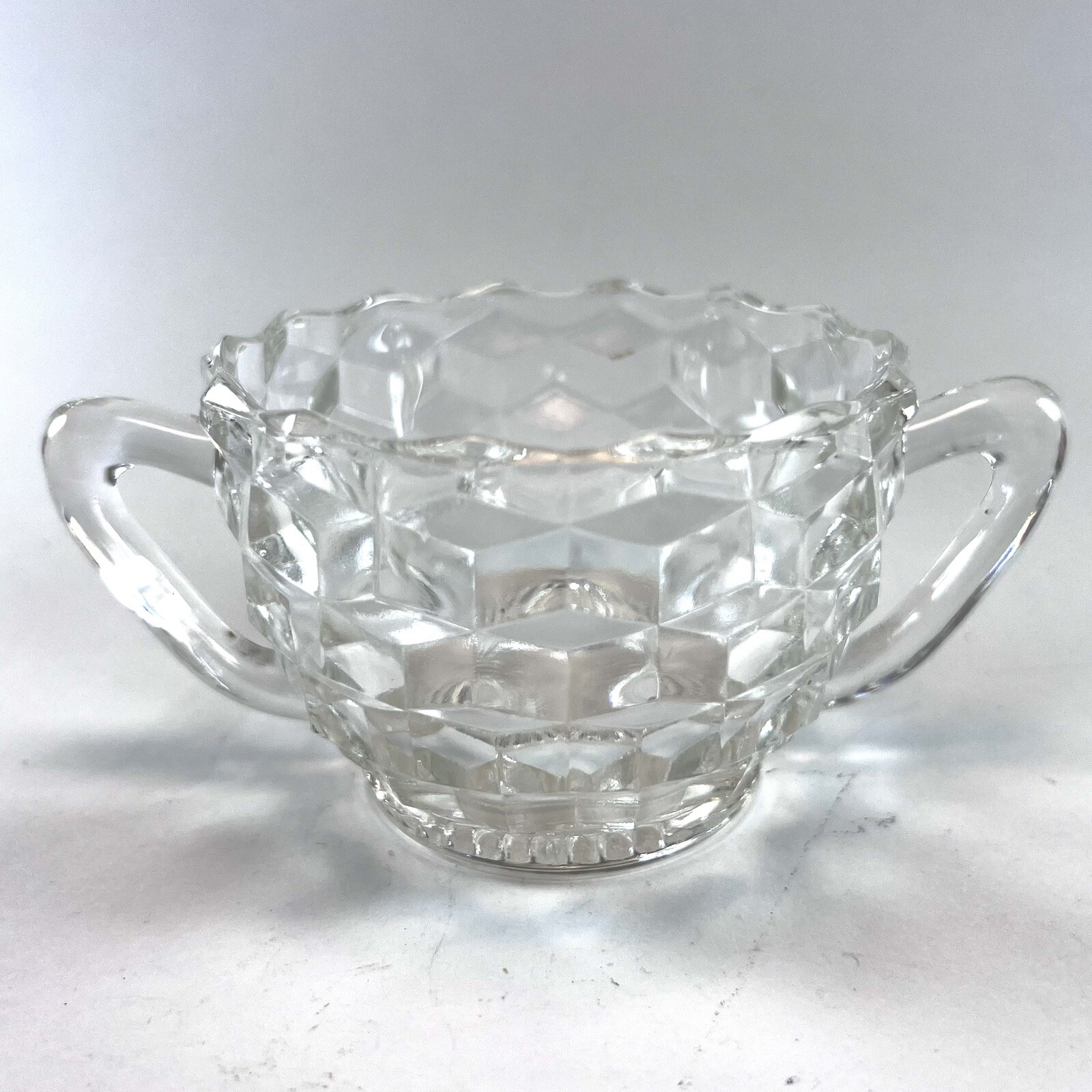 Fostoria American Clear Glass Cubist Small Sugar Open Vintage