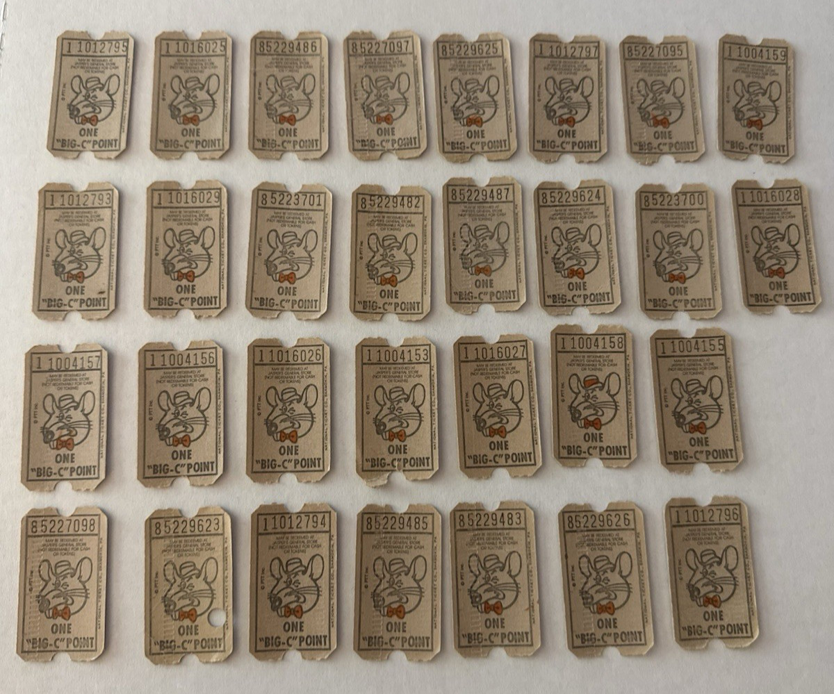 Vintage ShowBiz Pizza Big-C Point Prize Tickets Lot of 30 Jasper’s General Store