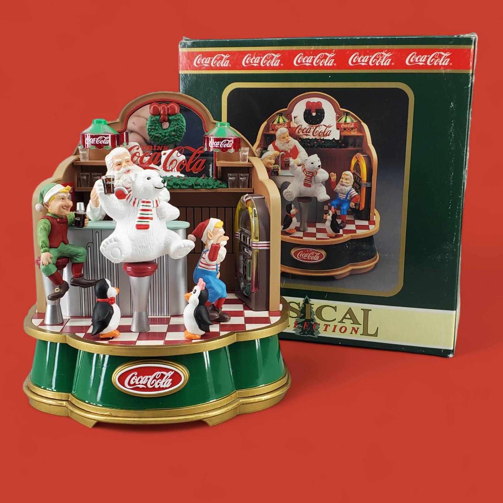 Vintage Coca Cola Santa\'s Soda Fountain 1994 Musical Collection Christmas Decor