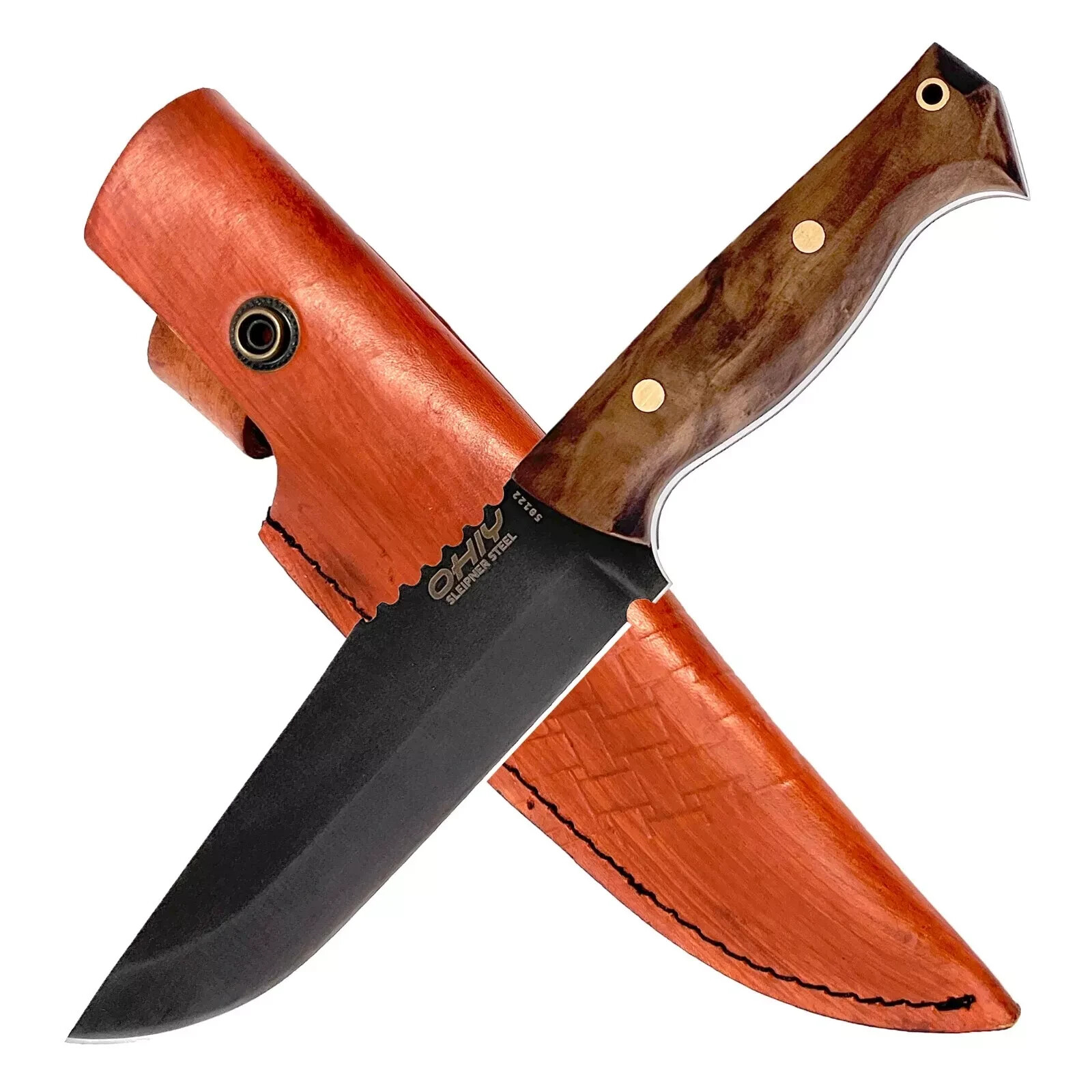 OHIY Handmade Bushcraft Knife 5-1/2 in Sleipner Steel Blade 63HRC Leather Sheath