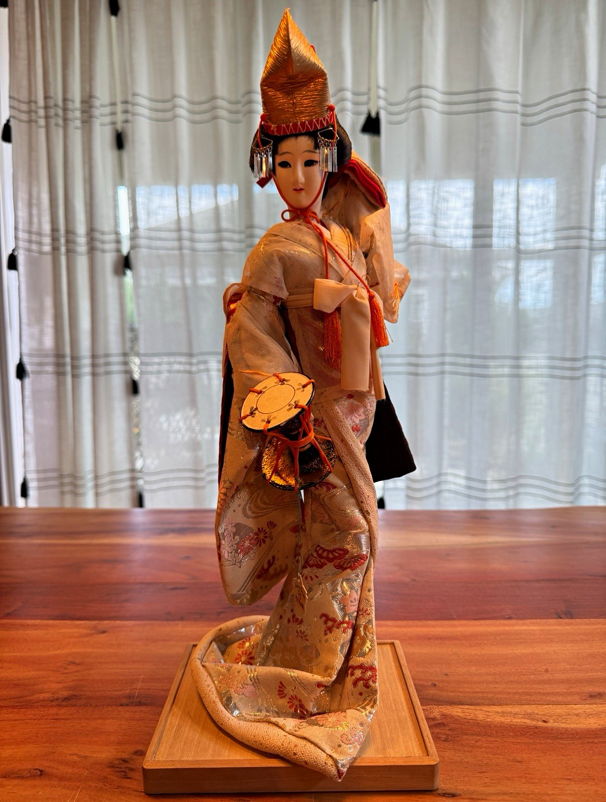 Vintage 1970s Sakura Geisha Doll – 18” Silk Brocade Kimono - Case Damaged