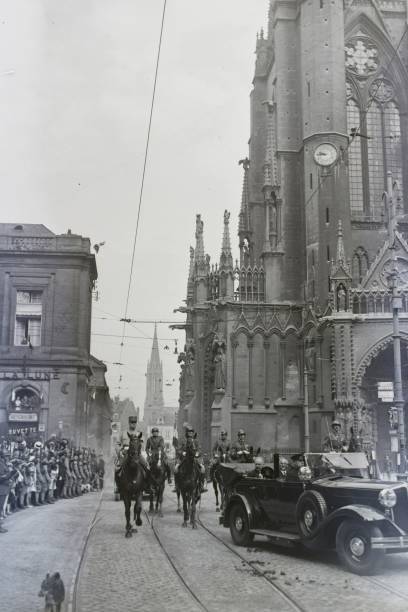 President Albert Lebrun cheered crowd when passing front Metz - 1932 Old Photo President Albert Lebrun cheered crowd when passing front Metz - 1932 Old Photo