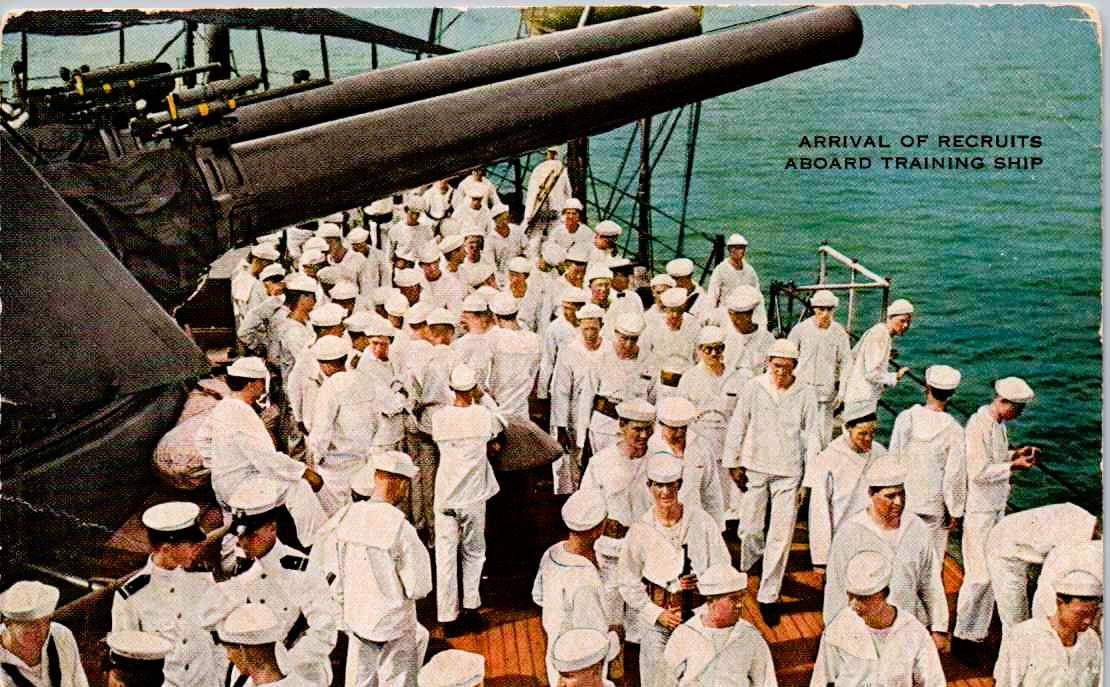 Military - Navy - Arrival of new recruits aboard training ship - c1930