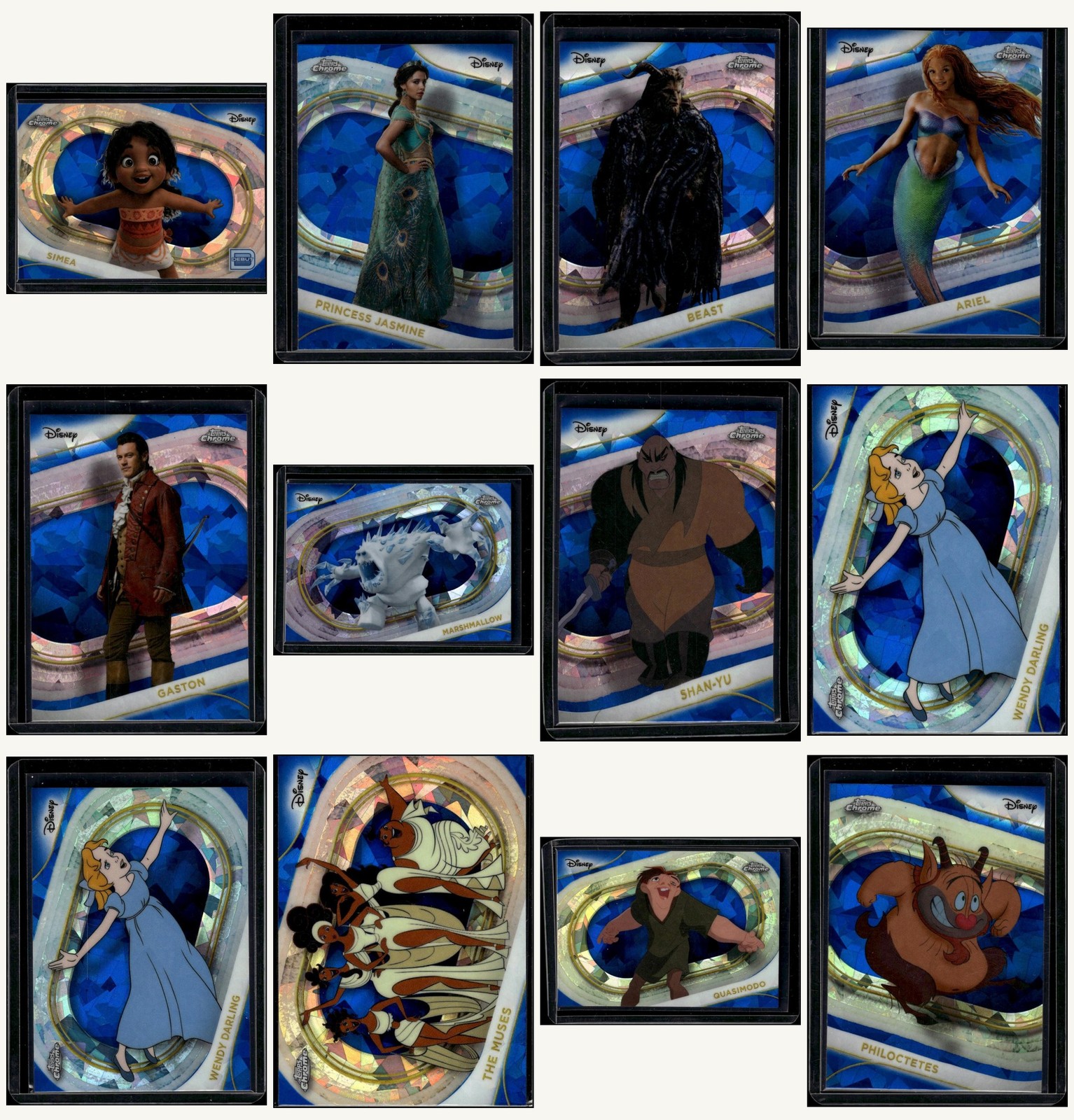 2025 Topps Chrome Disney Sapphire Edition Lot (37 Cards) Simea Jasmine Beast