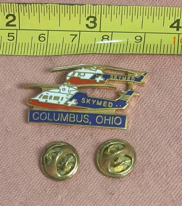 Vintage Columbus Ohio Skymed Emergency Medical Evac Helicopter Lapel Pin Medevac