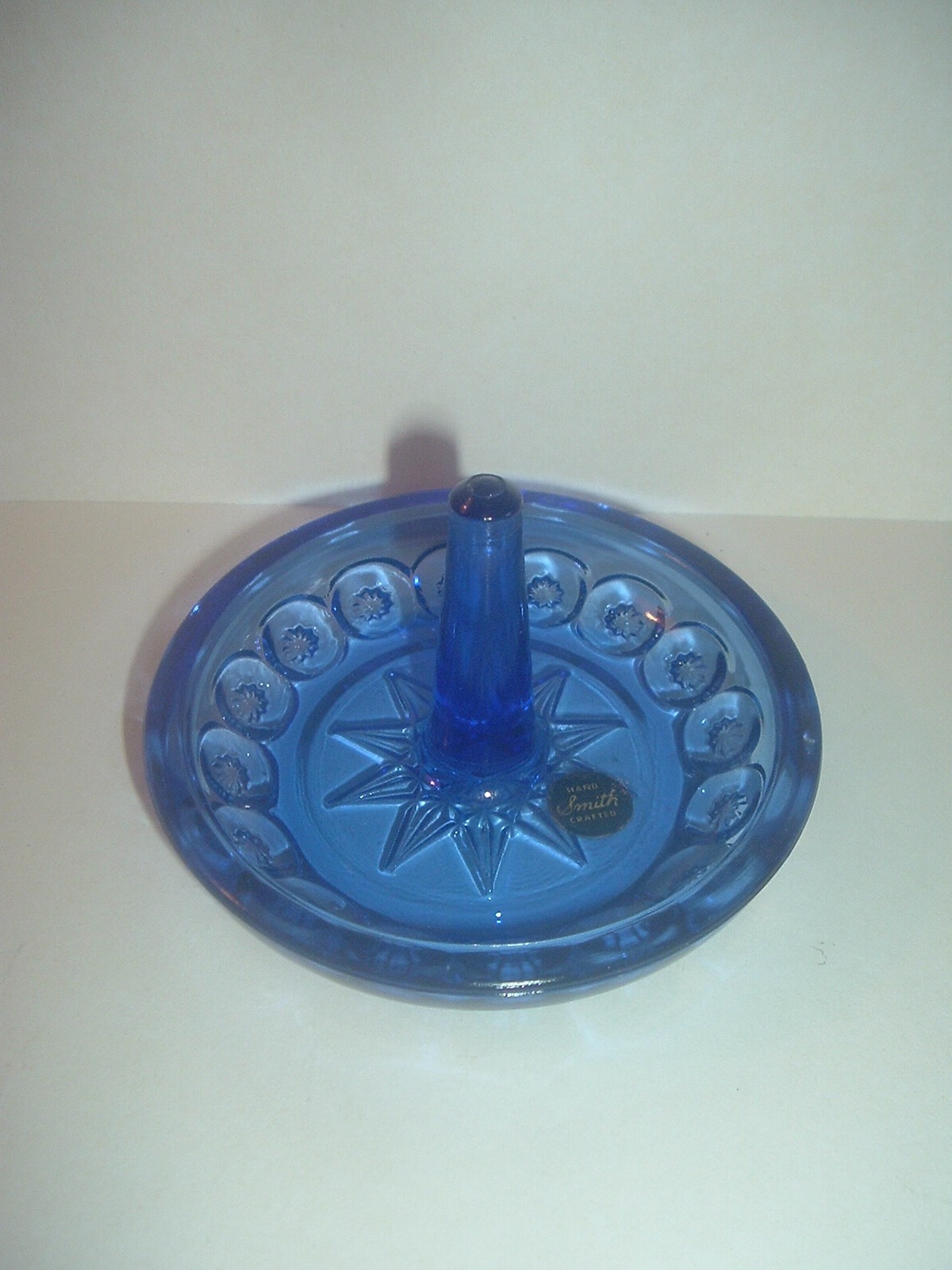 L.E. Smith Glass Blue Moon and Star Ring Dish