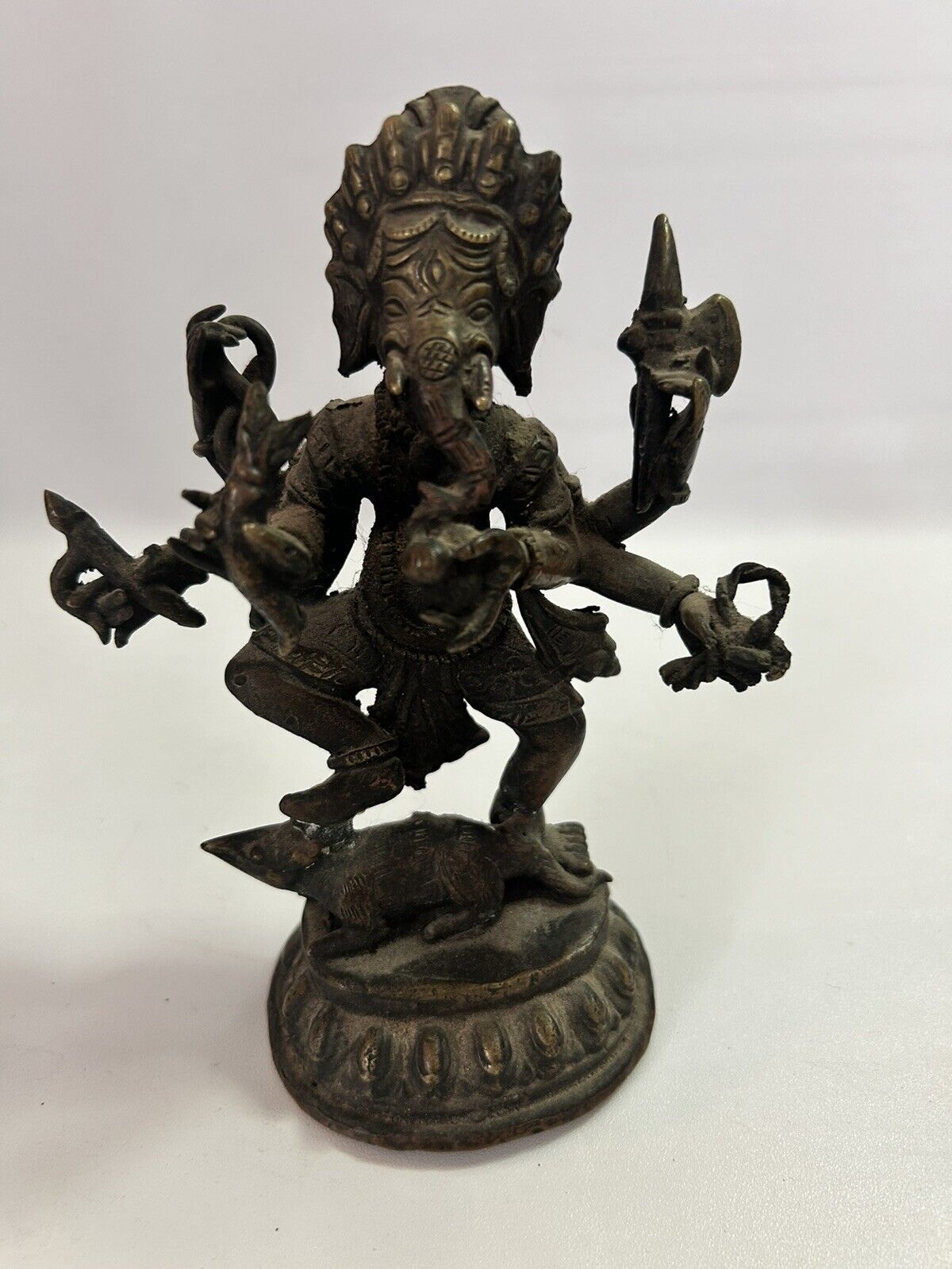 Vintage Antique Bronze Ganesha - Nritya Ganapati Dancing 6”