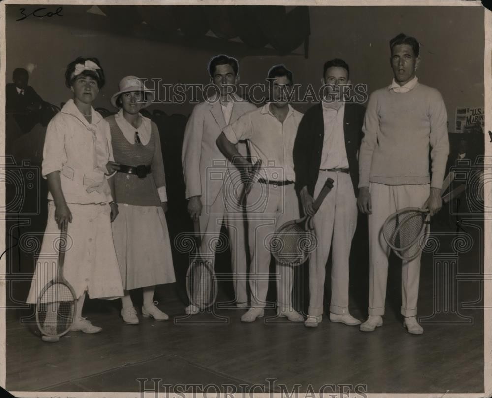 1922 Press Photo Tennis stars Florence Sutton, Mary Browni, Maurice McLaughlin