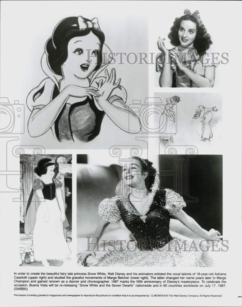 1987 Press Photo Adriana Caselotti & Marge Champion, Models for 
