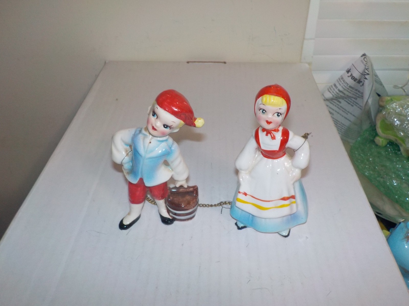 Vintage 1950\'s Kreiss Ceramic Jack & Jill Chain Figures Vintage 1950\'s Kreiss Ceramic Jack & Jill Chain Figures