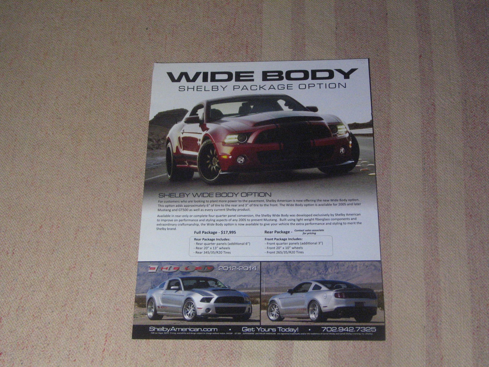 SHELBY Wide Body Mustang  2012-14 USA  Sales Leaflet Brochure
