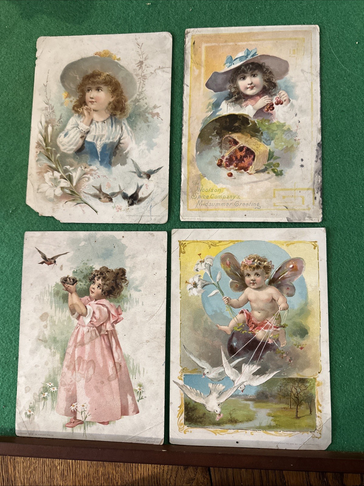 Early 1900’s Lion Coffee Woolen Spice Advertising Cards Lot Of 4 Early 1900’s Lion Coffee Woolen Spice Advertising Cards Lot Of 4