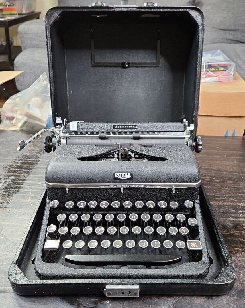 Vintage Royal Aristocrat Typewriter with Glass Keys Classic Black - NICE