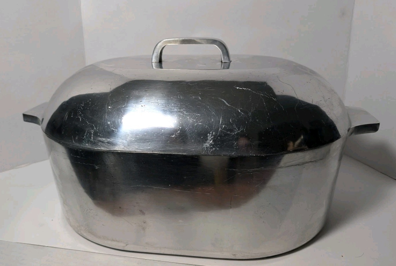 Vtg Royalty Nasco 13 Qt Polished Aluminum Roaster Dutch Oven Cookware Lidded