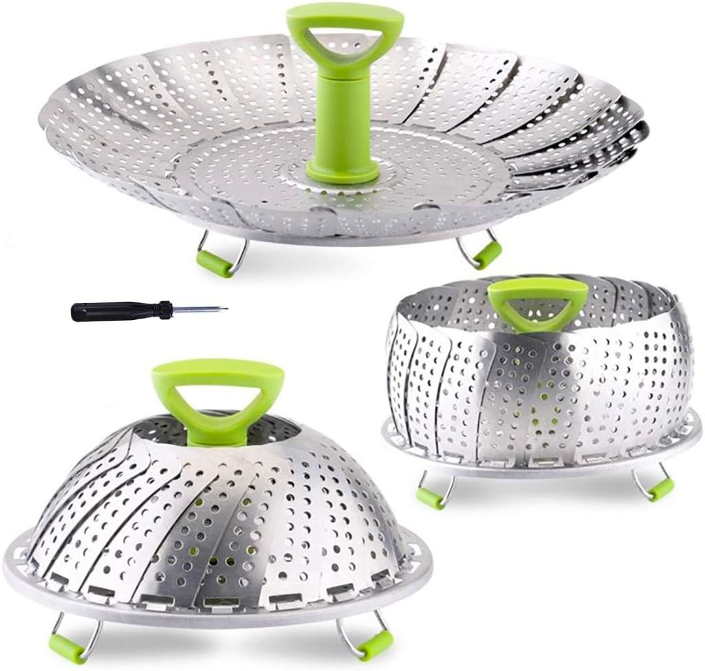 Stainless Folding Vegetable Steamer Basket, Expandable 5.1-9\