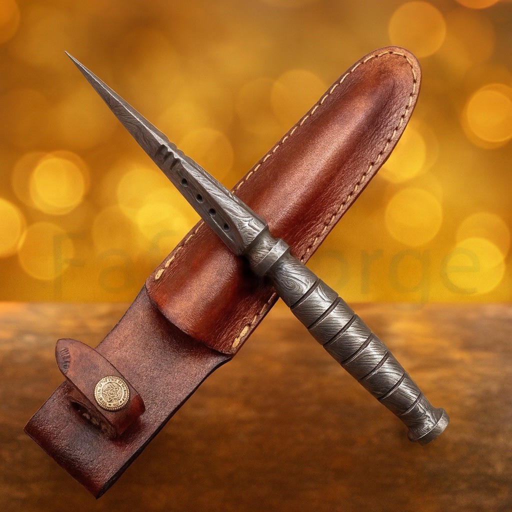 Handmade Damascus Steel Bar Kitchen Outdoor Man Knife Full Tang