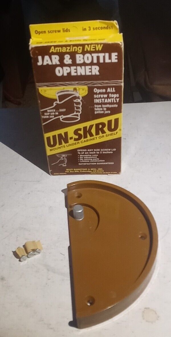 Vintage UN-SKRU Under Cabinet Jar & Bottle Opener #333 IN ORIGINAL PACKAGE NOS