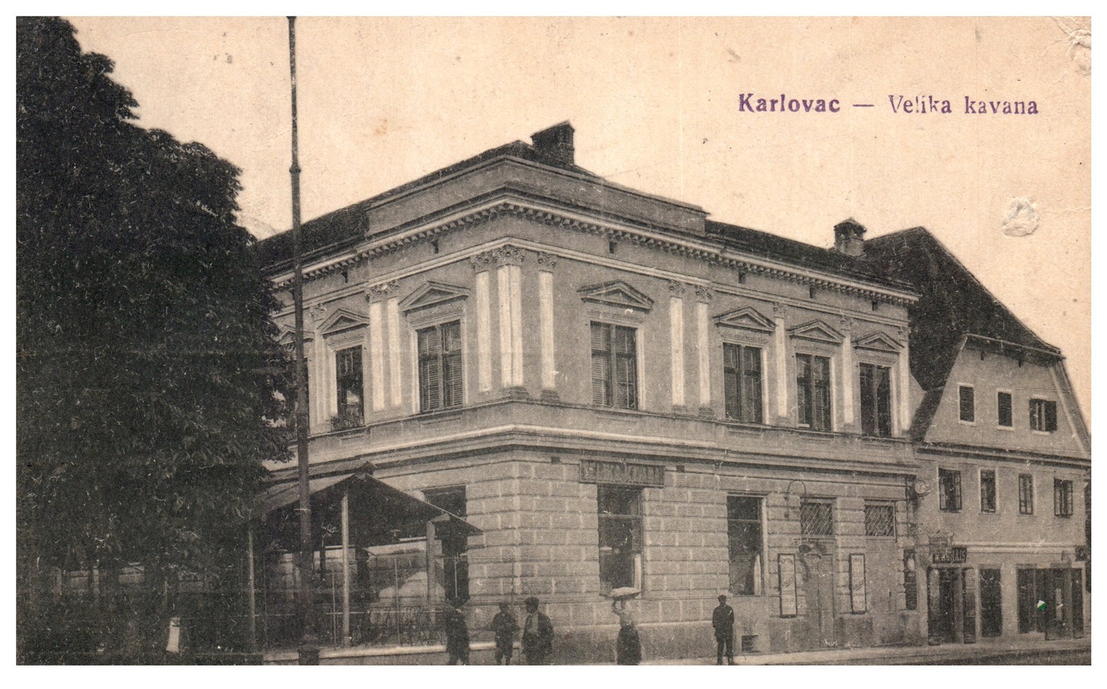 Vintage Postcard Karlovac Croatia Velika Kavana Grand Café