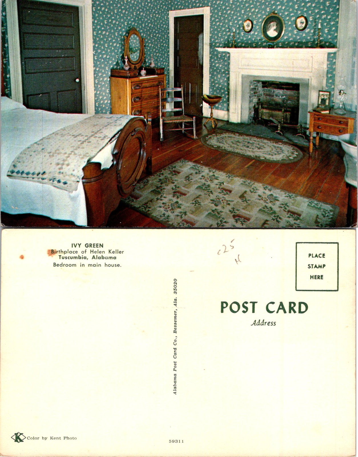 Tuscumbia AL Ivy Green, Birthplace of Helen Keller Bedroom Postcard 72477