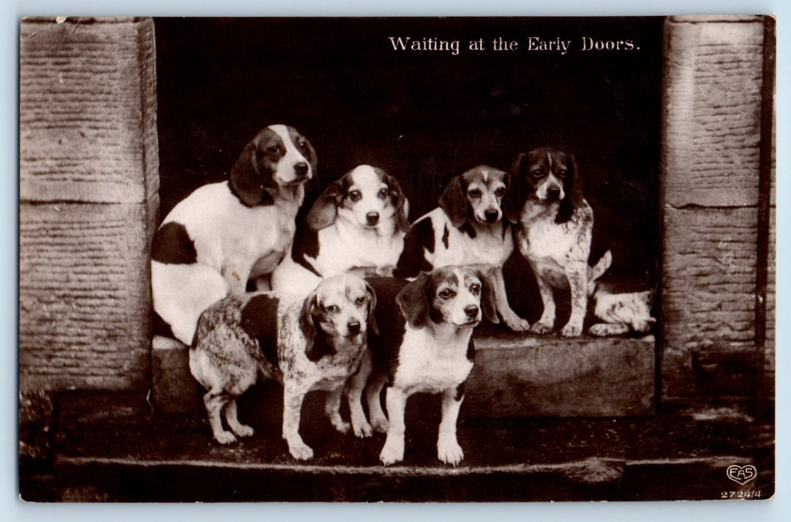 Newtown Missouri MO Postcard RPPC Photo Waiting At The Early Doors 1912 Antique