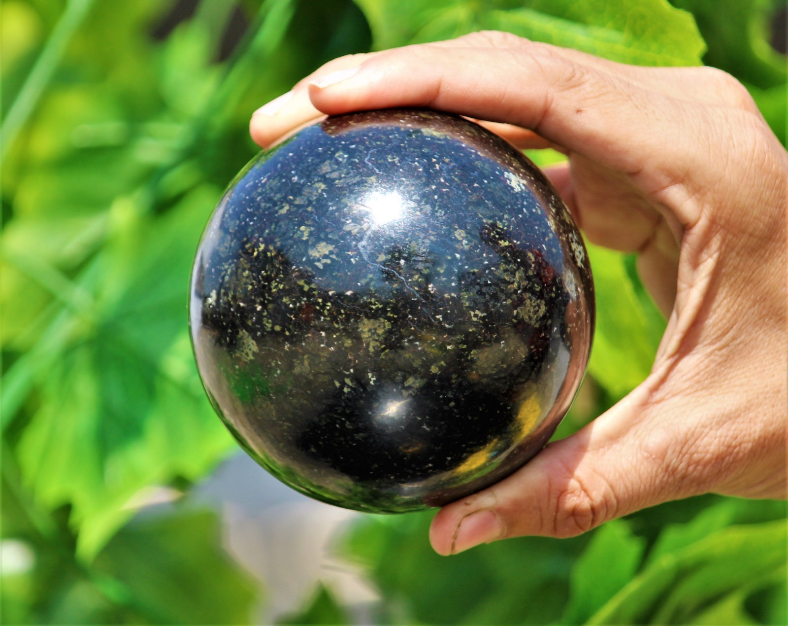 Superb Black NUUMMITE Natural Crystal Home Decor Handmade Gift Sphere 85mm