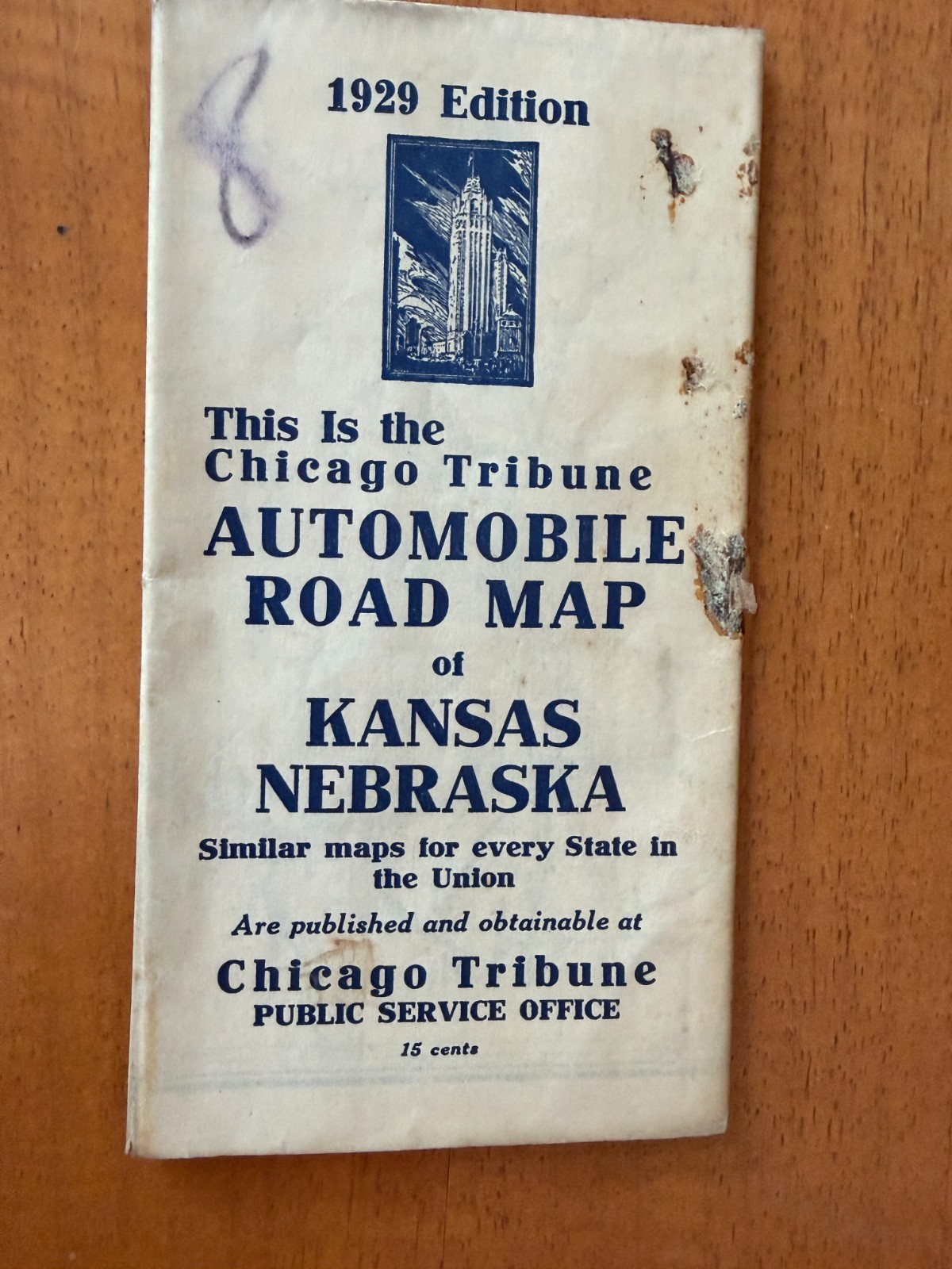 1929 Chicago Tribune Automobile Road Map of Kansas & Nebraska