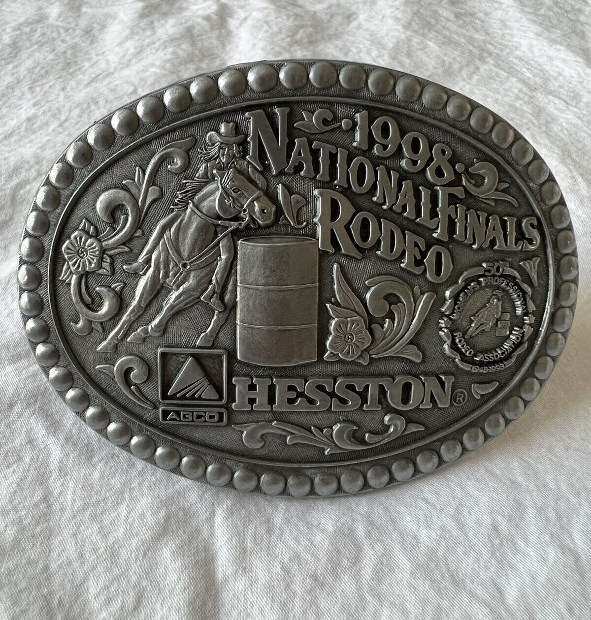 VTG Hesston National Finals Rare Rodeo 1998 NFR Belt Buckle AGCO Series Limited