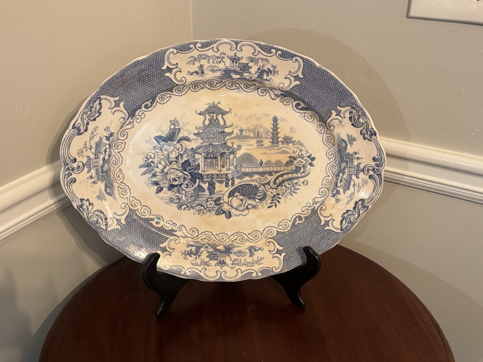 antique Allertons England oval serving platter, \
