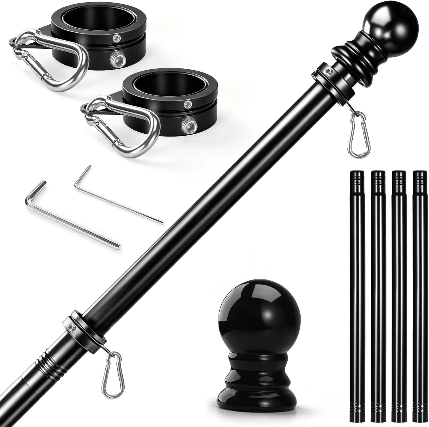 Flag Pole for Outside House - Stainless Steel 5 FT Flag Poles Kit with1 Inch Met Flag Pole for Outside House - Stainless Steel 5 FT Flag Poles Kit with1 Inch Met