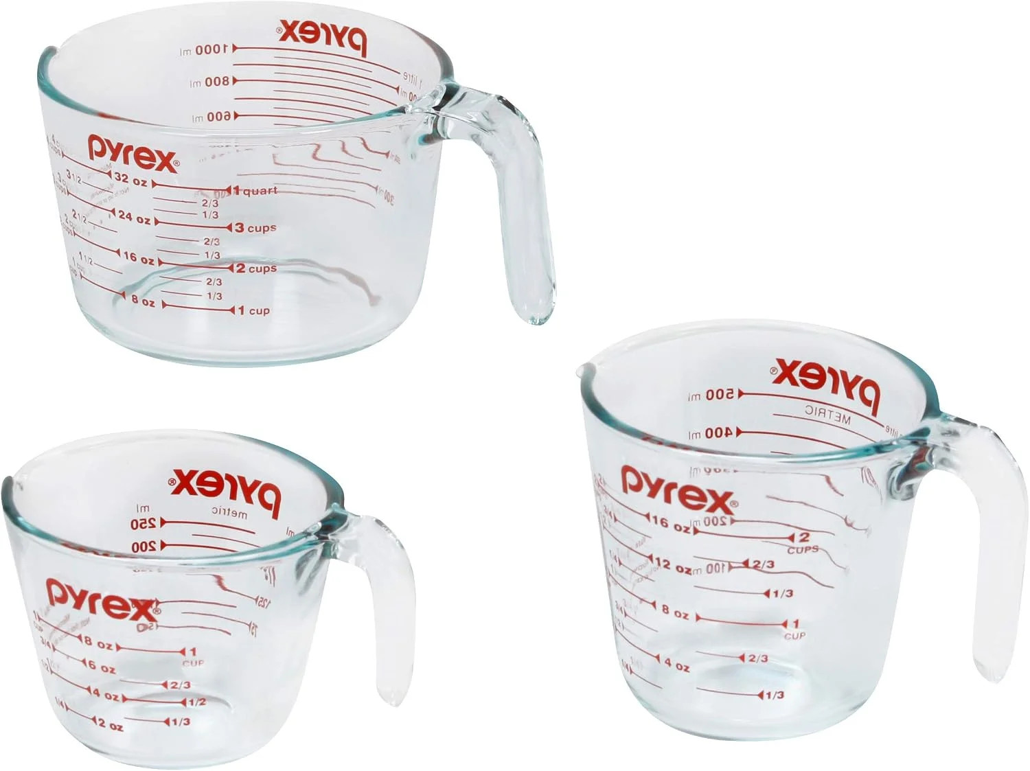 Pyrex Essentials (3-Pack) Glass Measuring Cups Set (1, 2 & 4 Cup) Pyrex Essentials (3-Pack) Glass Measuring Cups Set (1, 2 & 4 Cup)