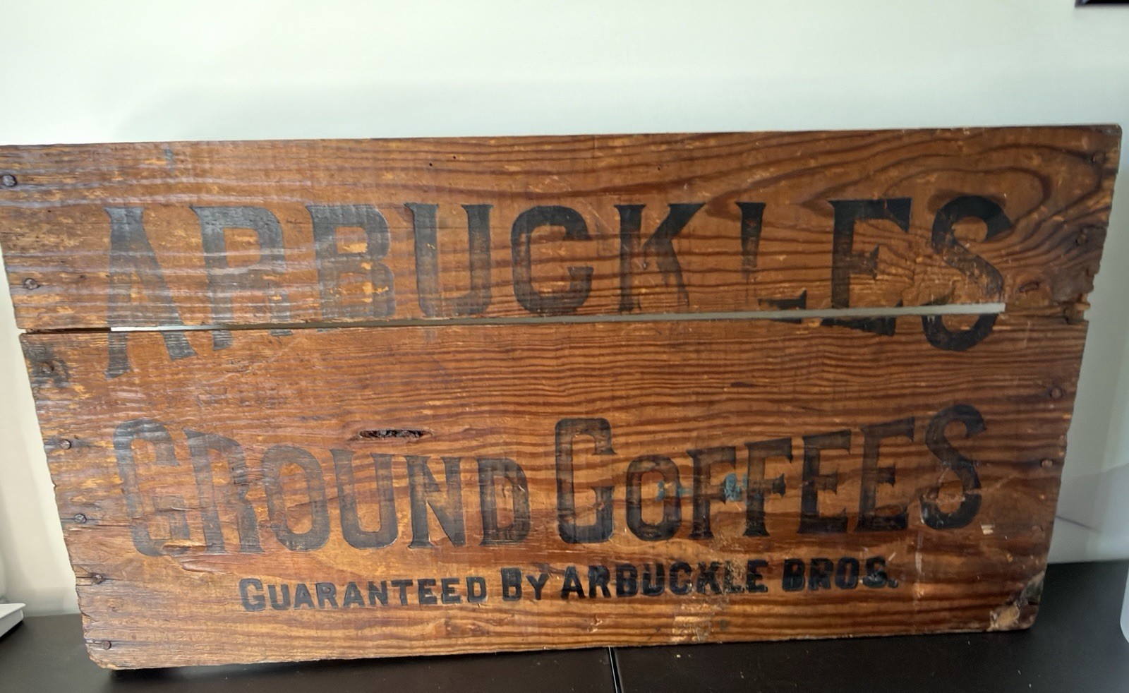 Arbuckles Ground Coffees Sign.  This Piece Is The Front Of The Crate.