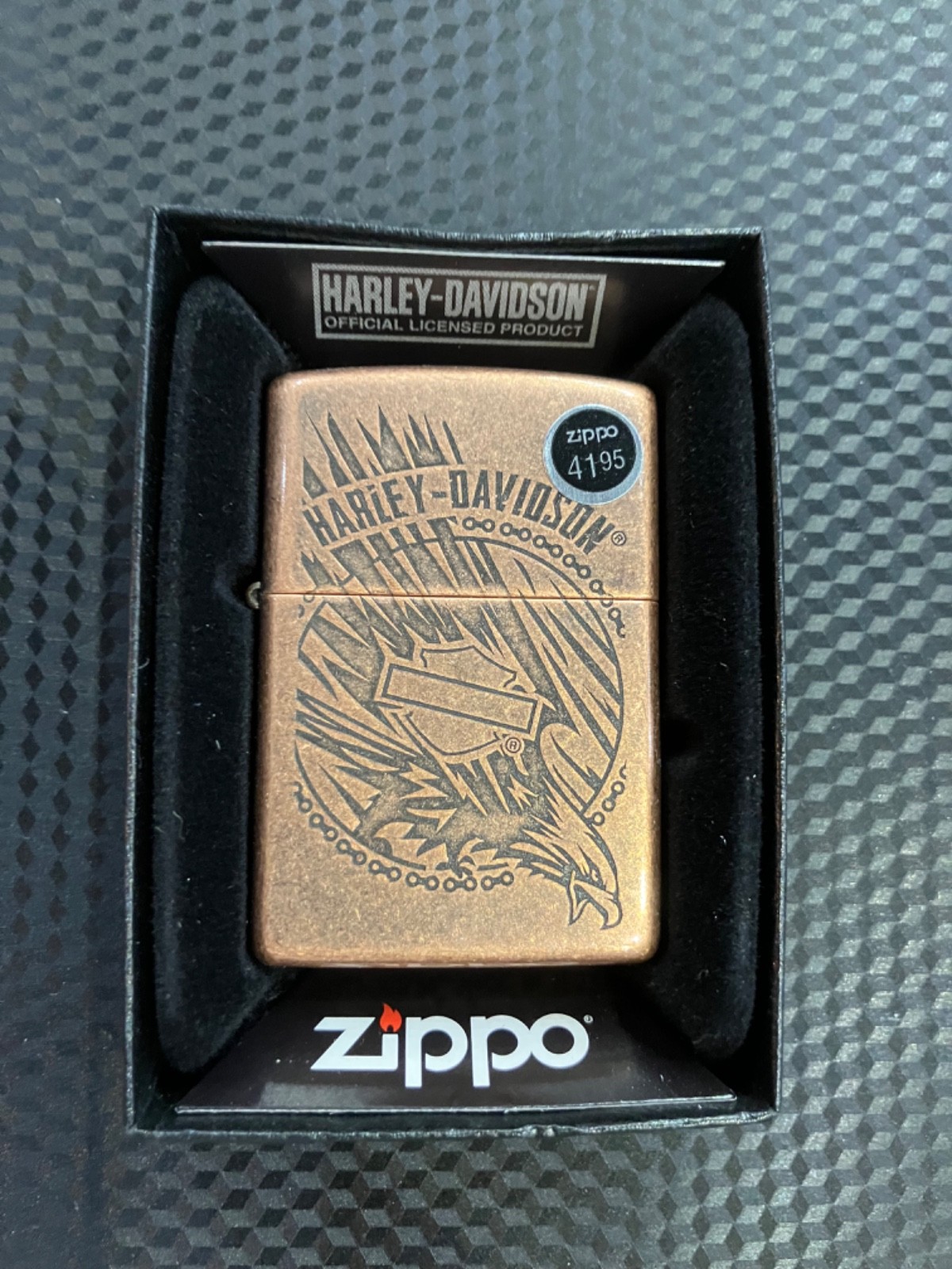 ZIPPO lighter new in box NIB HARLEY DAVIDSON art COLLECTIBLE biker brass EAGLE x