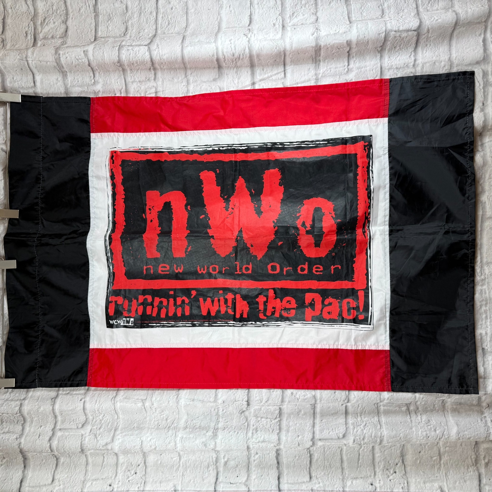 Vintage 1998 WCW NWO New World Order Red Black Flag Banner 3.5 X 2.5' Wrestling