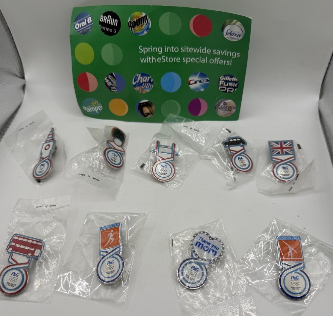 London 2012 Olympics P&G Road to London 9 Pin Lot Sealed Promotional Pins