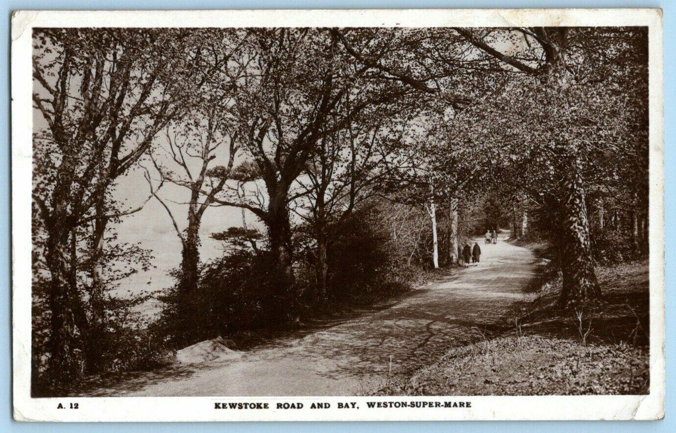 RPPC Postcard~ Kewstoke Road & Bay~ Weston-Super-Mare, Somerset