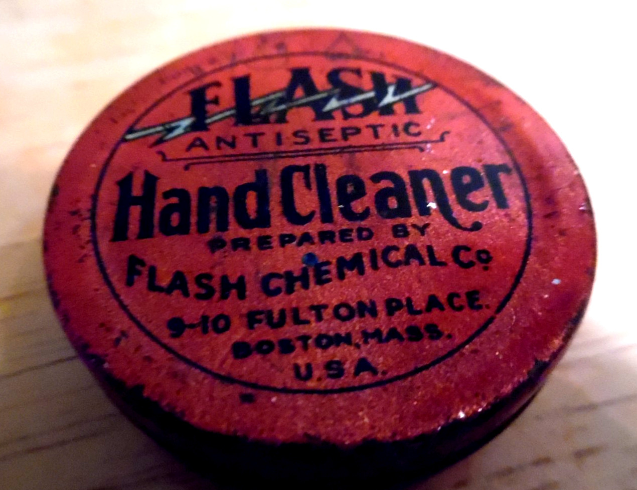 VINTAGE 1930'S FLASH ANTISEPTIC HAND CLEANER TIN RARER SMALL TRIAL SIZE