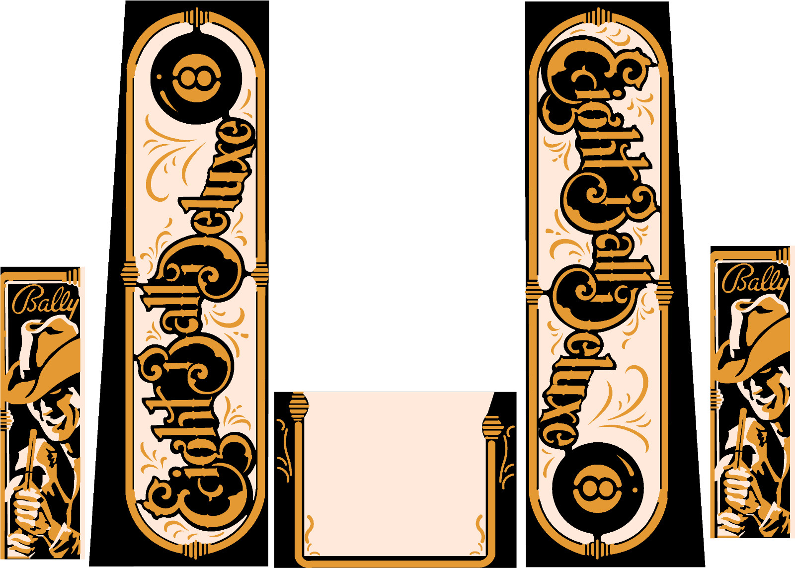 Bally Eight Ball Deluxe  Pinball Machine Cabinet Decal Set