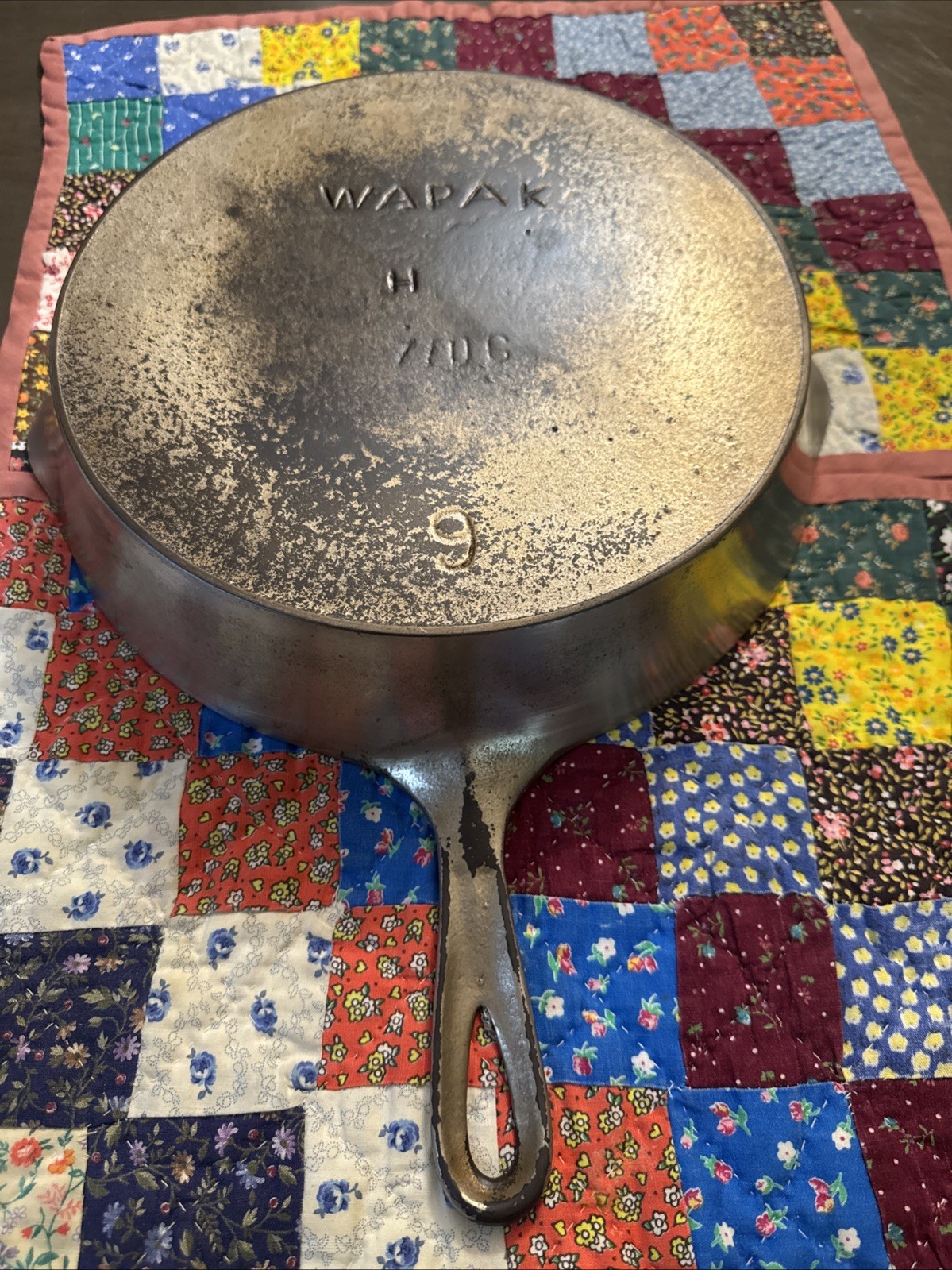 WAPAK 9 Cast Iron Skillet,  ERIE Ghost mark With Heat Ring Vintage Rare