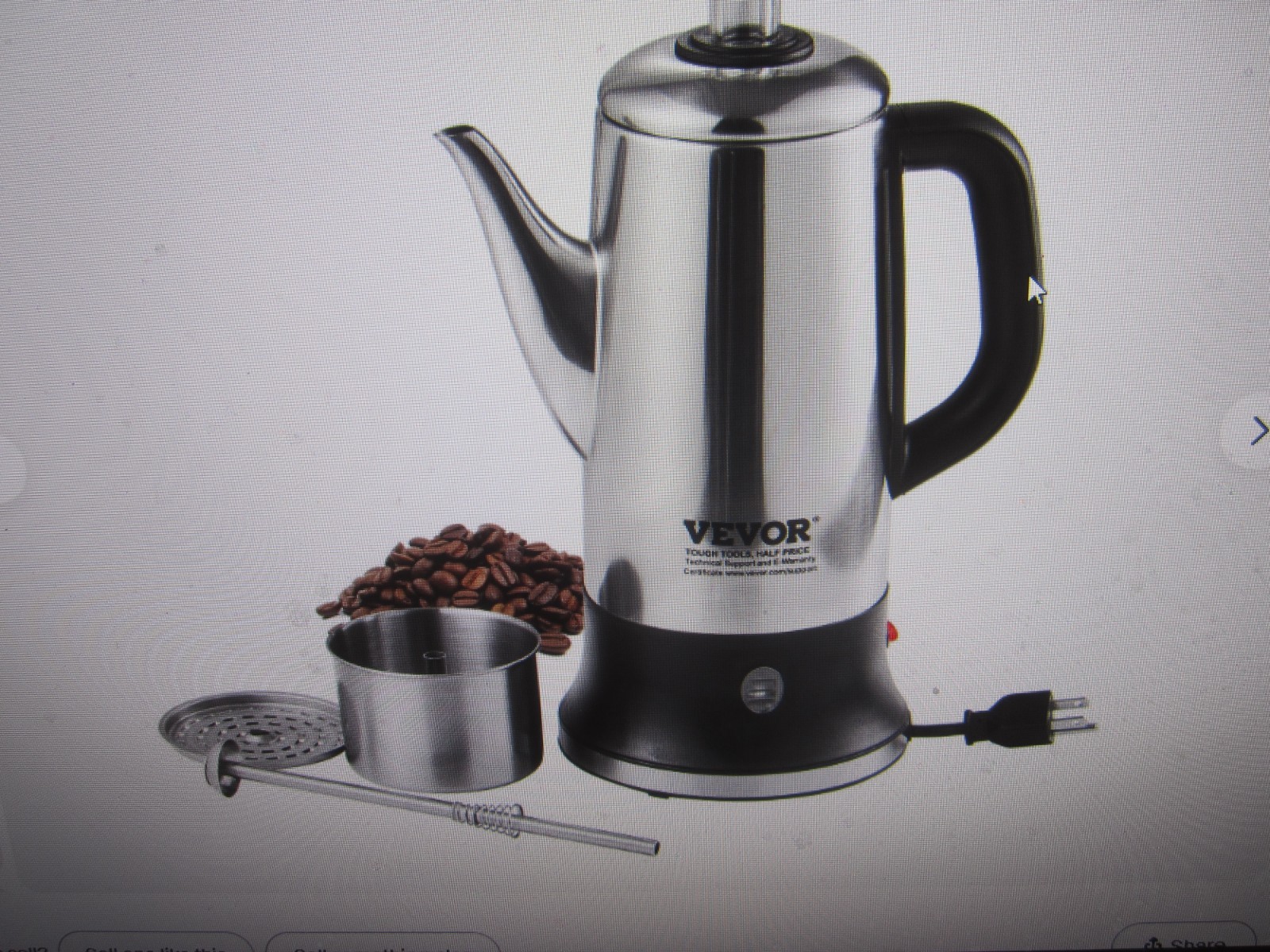 VEVOR 12-Cup Electric Percolator Coffee Pot Stainless Steel Body Coffee Maker