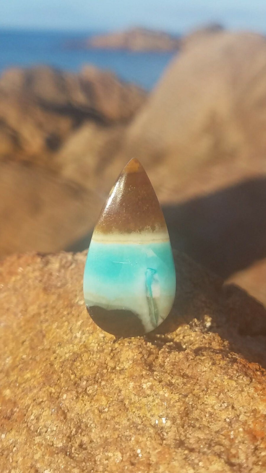 Extremely Rare Blue Opal Petrified Wood With Native Copper Inclusions 14.15ct