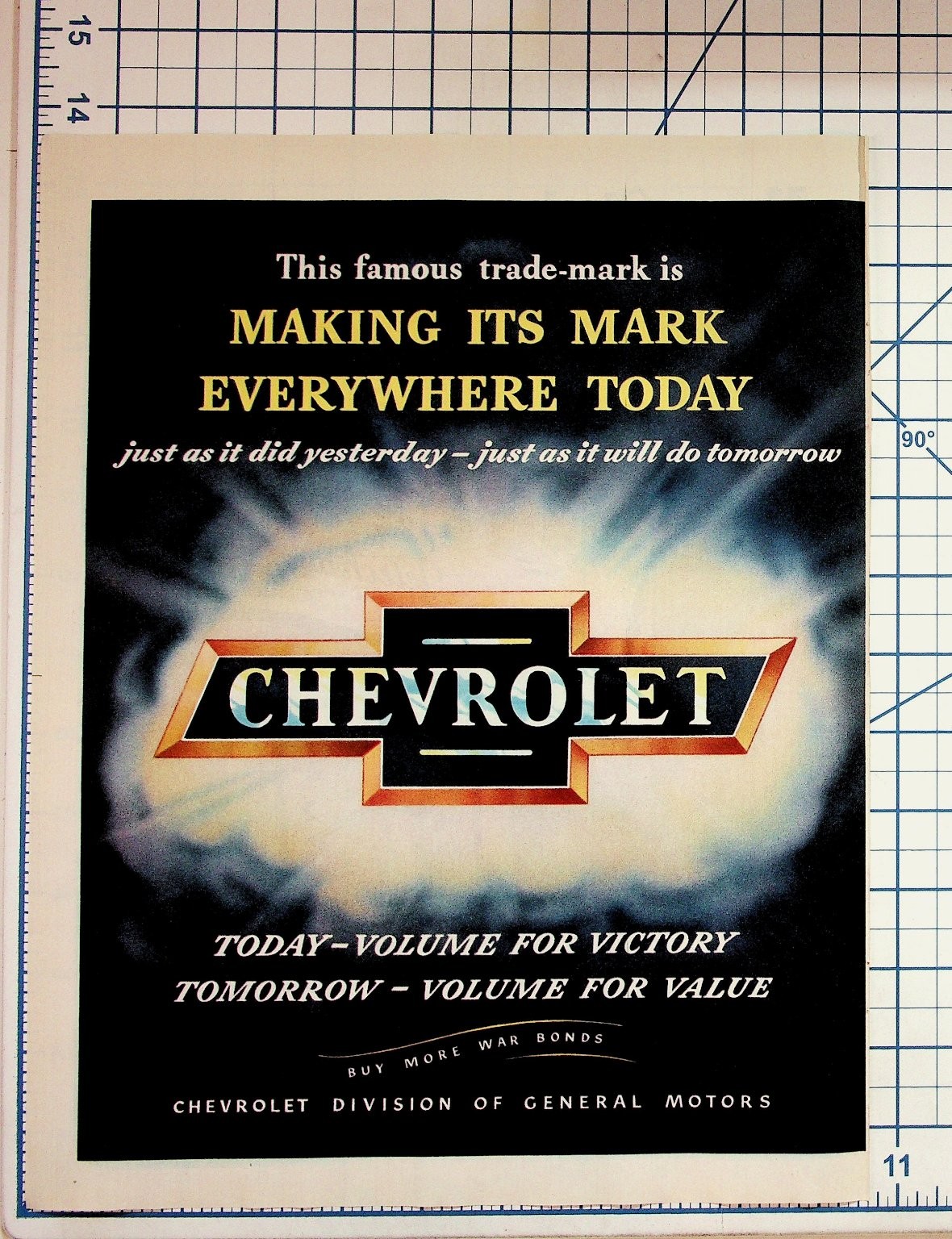 Vintage 1940s Chevrolet War Bonds Ad WWII Era Auto Ephemera Print