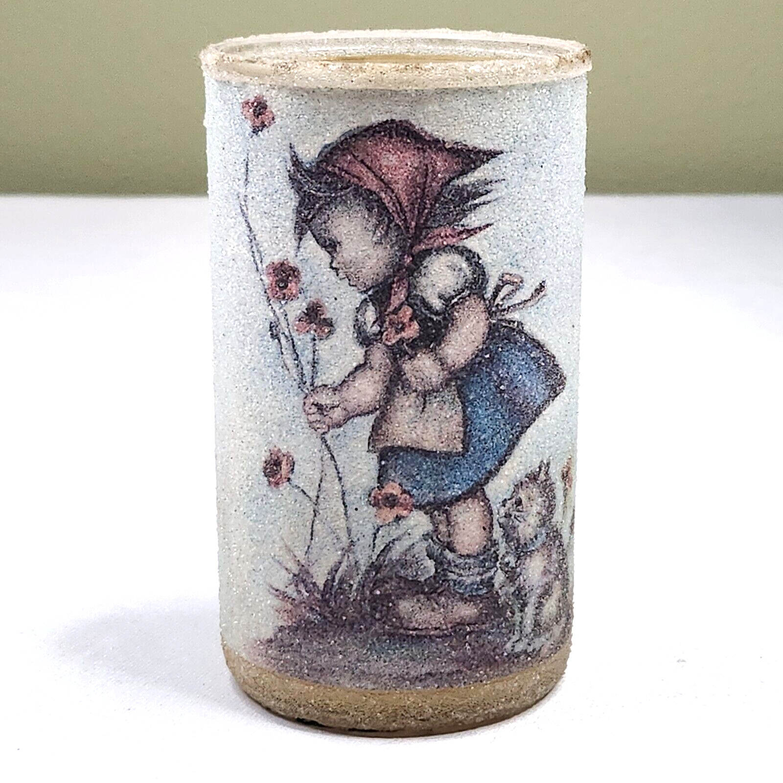Vtg Sugar Frosted Tall Candle Unburned Hummel Girl with Kitty Cat 5\