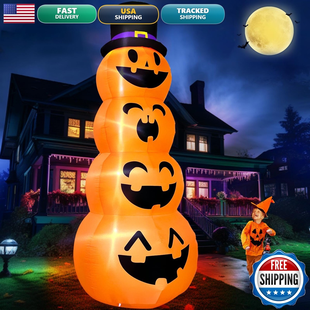 TURNMEON 12 FT Pumpkins Halloween Inflatable Outdoor Decor