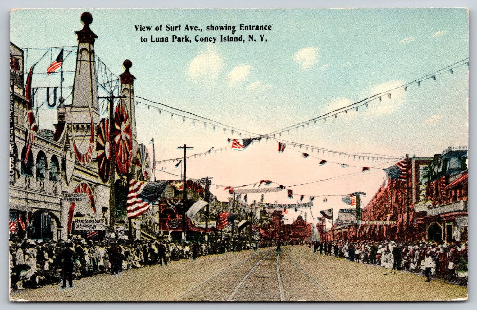 Coney Island Luna Park Entrance Surf Ave. NYC Vintage Postcard c1910s C449