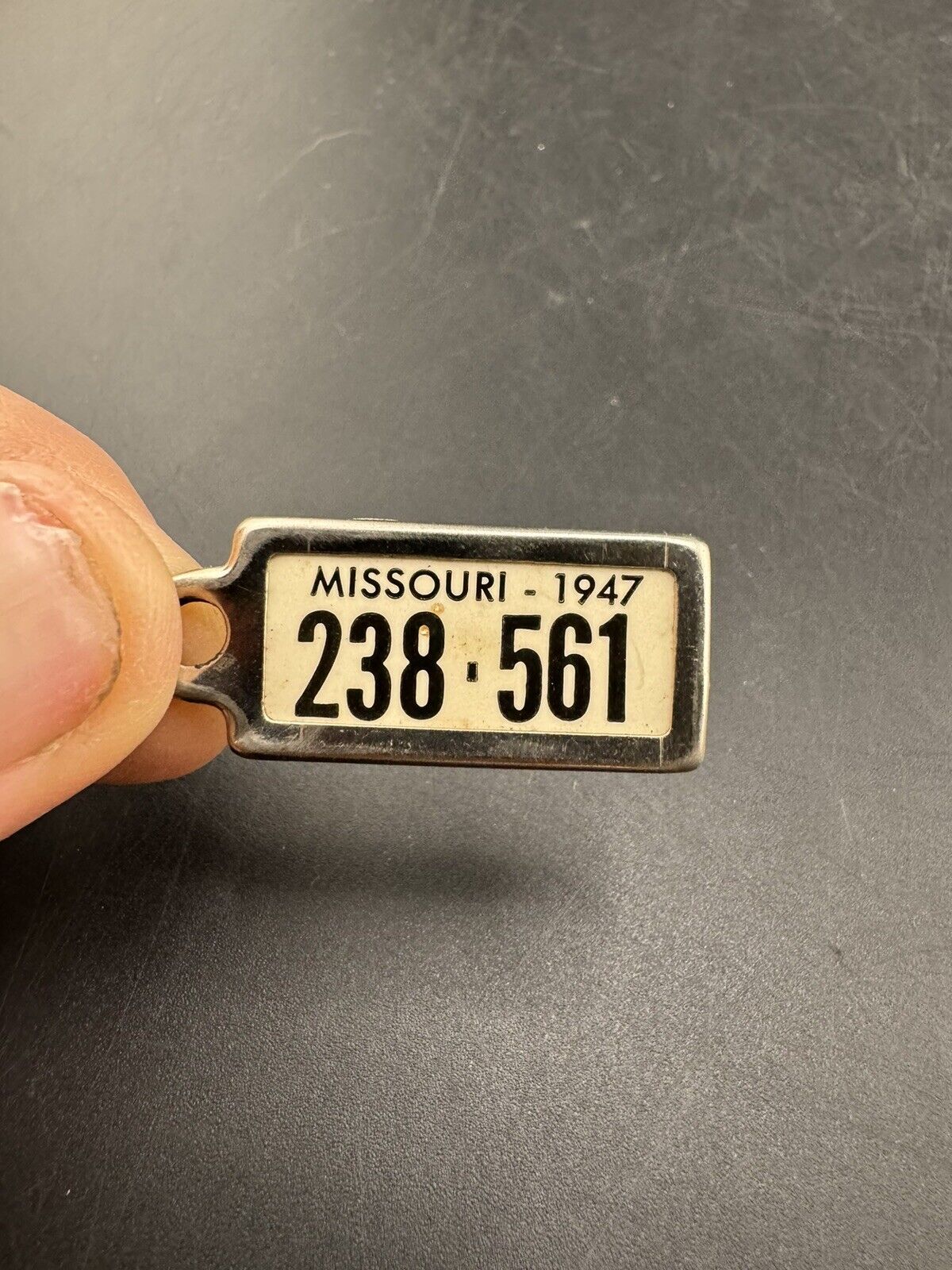 1947 RARE MISSOURI Key Tag ring license plate Disabled American Veterans