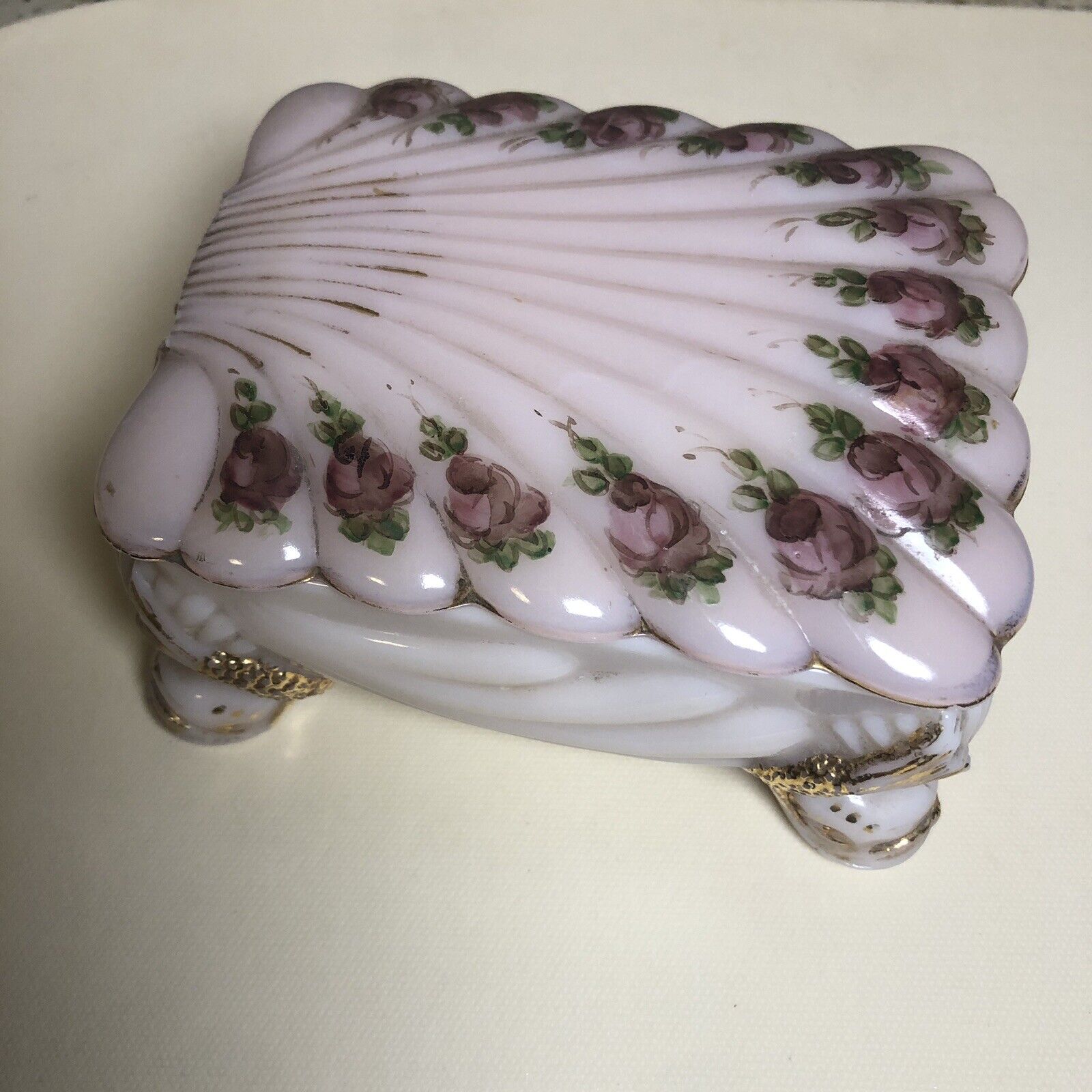 Cambridge Glass Pink Jewelry Trinket Box Art Deco Cigarette Box *READ*